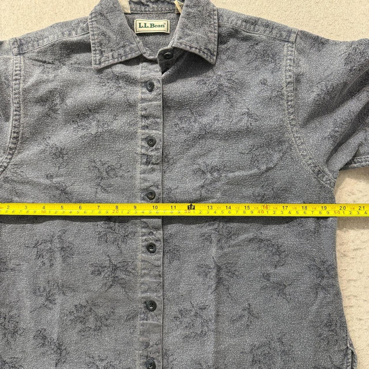 Vintage Y2K 2000's Women's L.L.Bean Faded Boxy Floral Denim Shirt