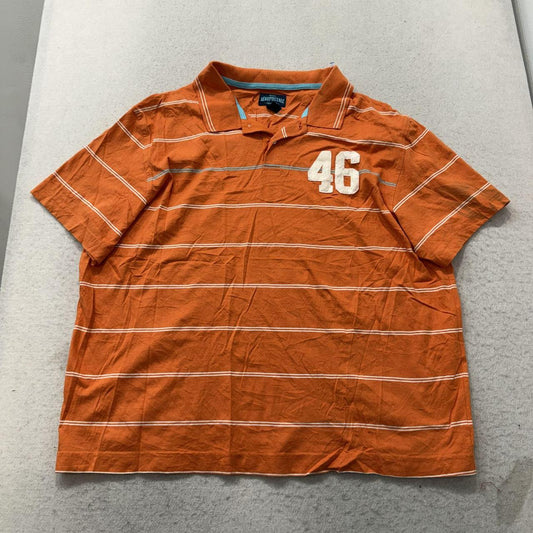 Vintage Y2K 2000's Aeropostale Orange Striped Oversized Polo Shirt