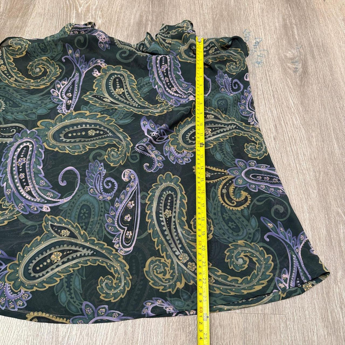 Vintage Y2K 2000's Women's Morgan Taylor Dark Green Paisley Blouse