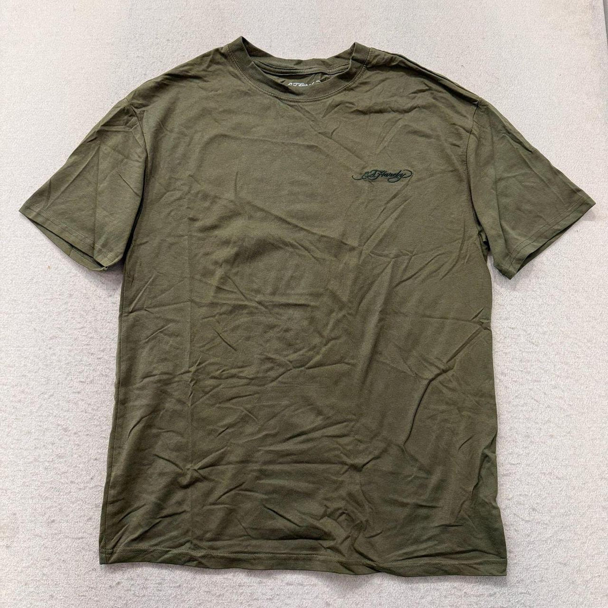 Vintage Y2K 2000's Ed Hardy Olive Green Graphic Tee