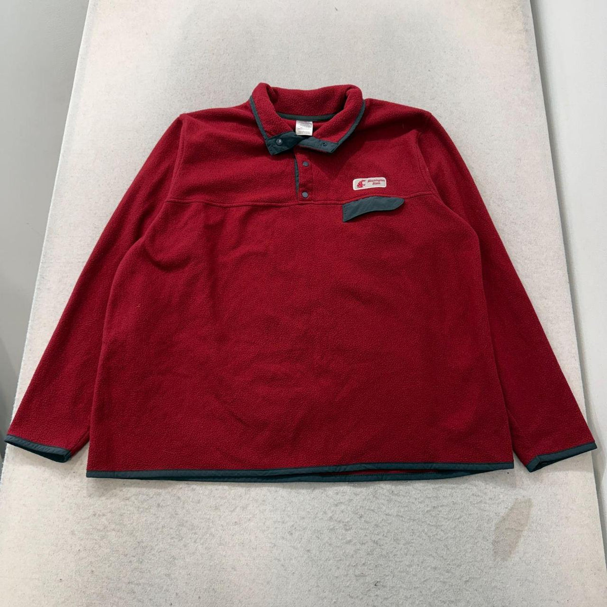Vintage Y2K 2000's Russell Red WSU Fleece Pullover Polo