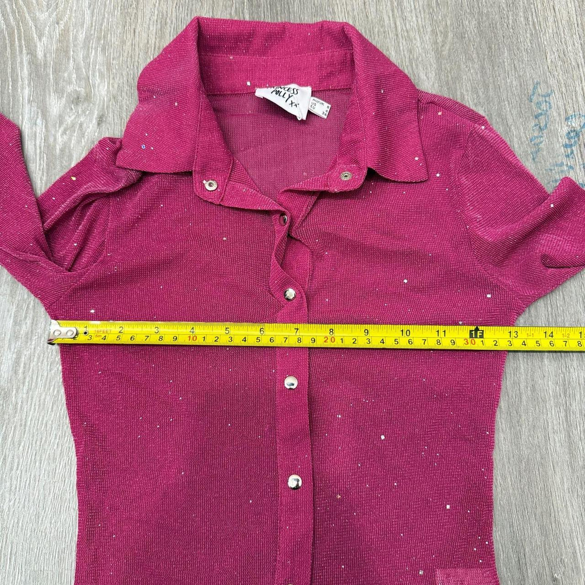 Vintage Y2K 2000's Women's Hot Pink Magenta Fitted Button Up Shirt