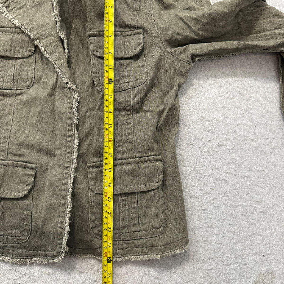 Vintage Y2K 2000's Women's Boxy Distressed Khaki Cargo Jacket