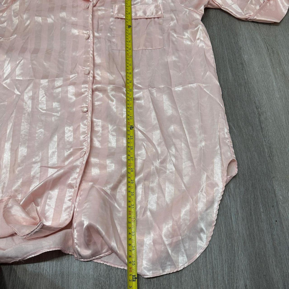 Vintage Y2K 2000's Women's Boxy Oversized Pink Satin Pajama Shirt