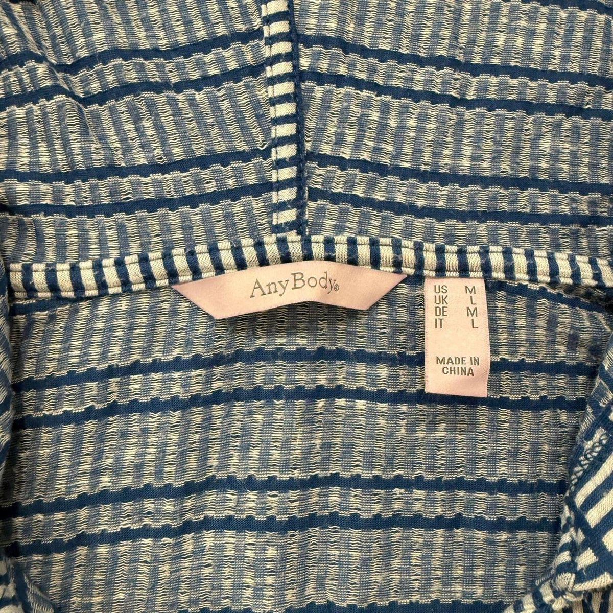 Vintage Y2K 2000's Women's AnyBody Navy Striped Oversized Pullover Hoodie