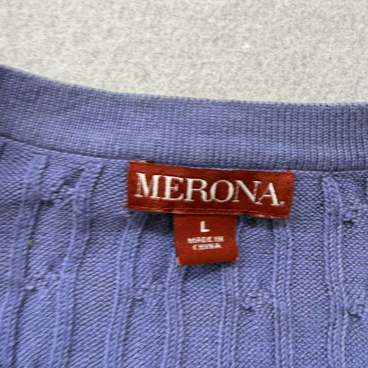 Vintage Y2K 2000's Women's Merona Periwinkle Boxy Cable Knit Cardigan