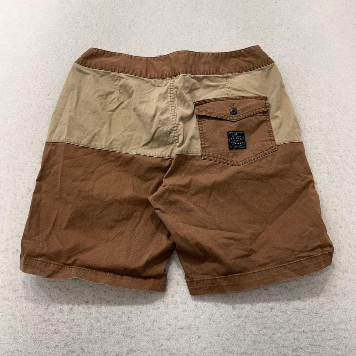 Vintage Y2K 2000's Quiksilver Tan Brown Colorblock Baggy Board Shorts