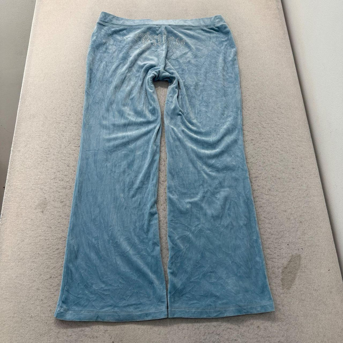 Vintage Y2K 2000's Women's Juicy Couture Light Blue Flare Velour Pants