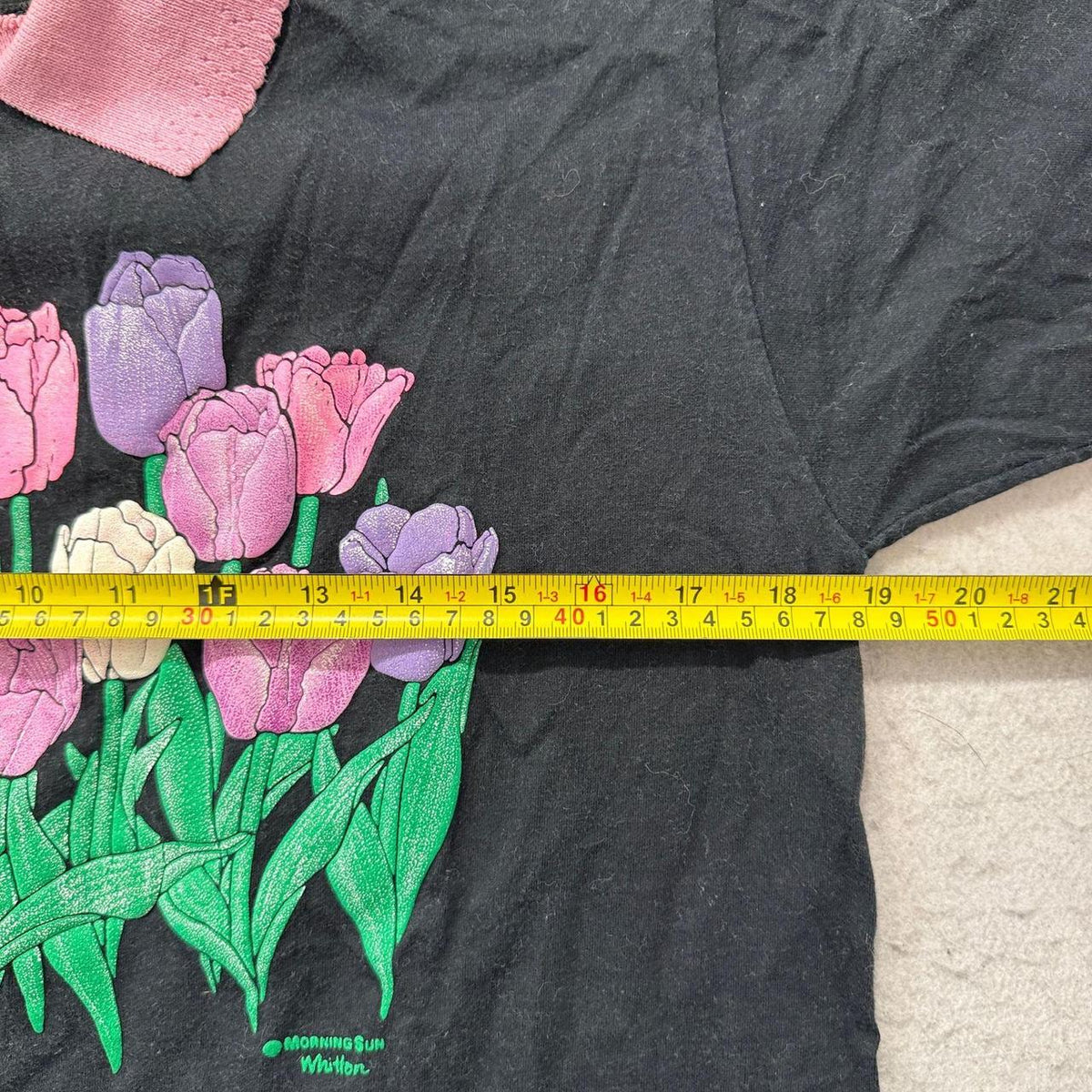 Vintage 90s Morning Sun Black Boxy Graphic Polo Tee