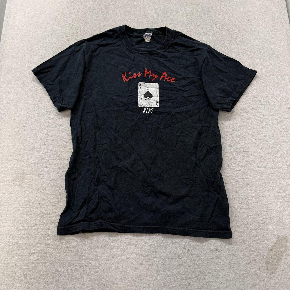 Vintage Y2K 2000's Black Faded Grunge Ace of Spades Graphic Tee