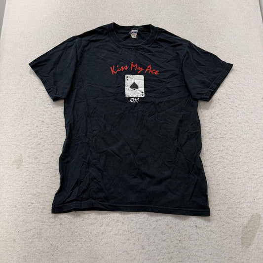 Vintage Y2K 2000's Black Faded Grunge Ace of Spades Graphic Tee
