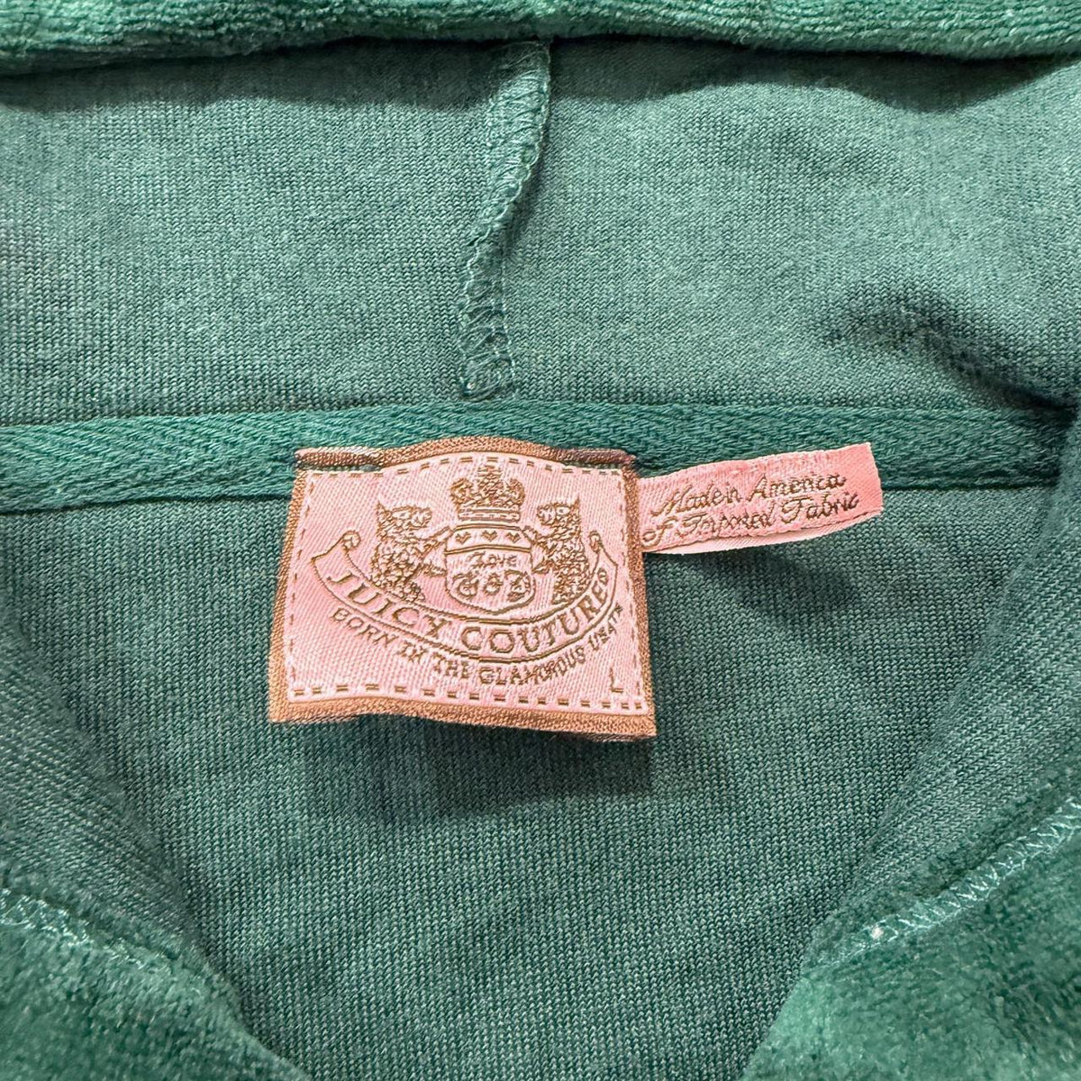Vintage Y2K 2000's Women's Juicy Couture Forest Green Boxy Velour Zip Up Hoodie