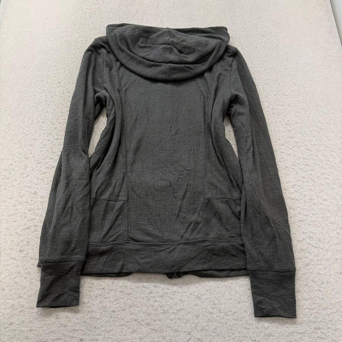 Vintage Y2K 2000's Women's Charcoal Grey Zip Up Oversized Hoodie Jacket