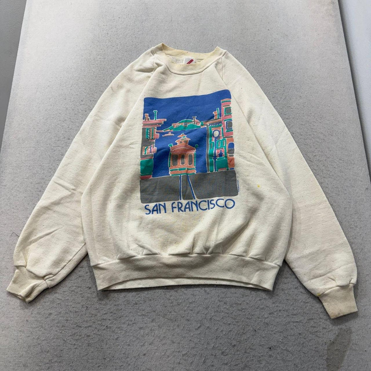 Vintage 90s Jerzees Cream Oversized Graphic Sweatshirt