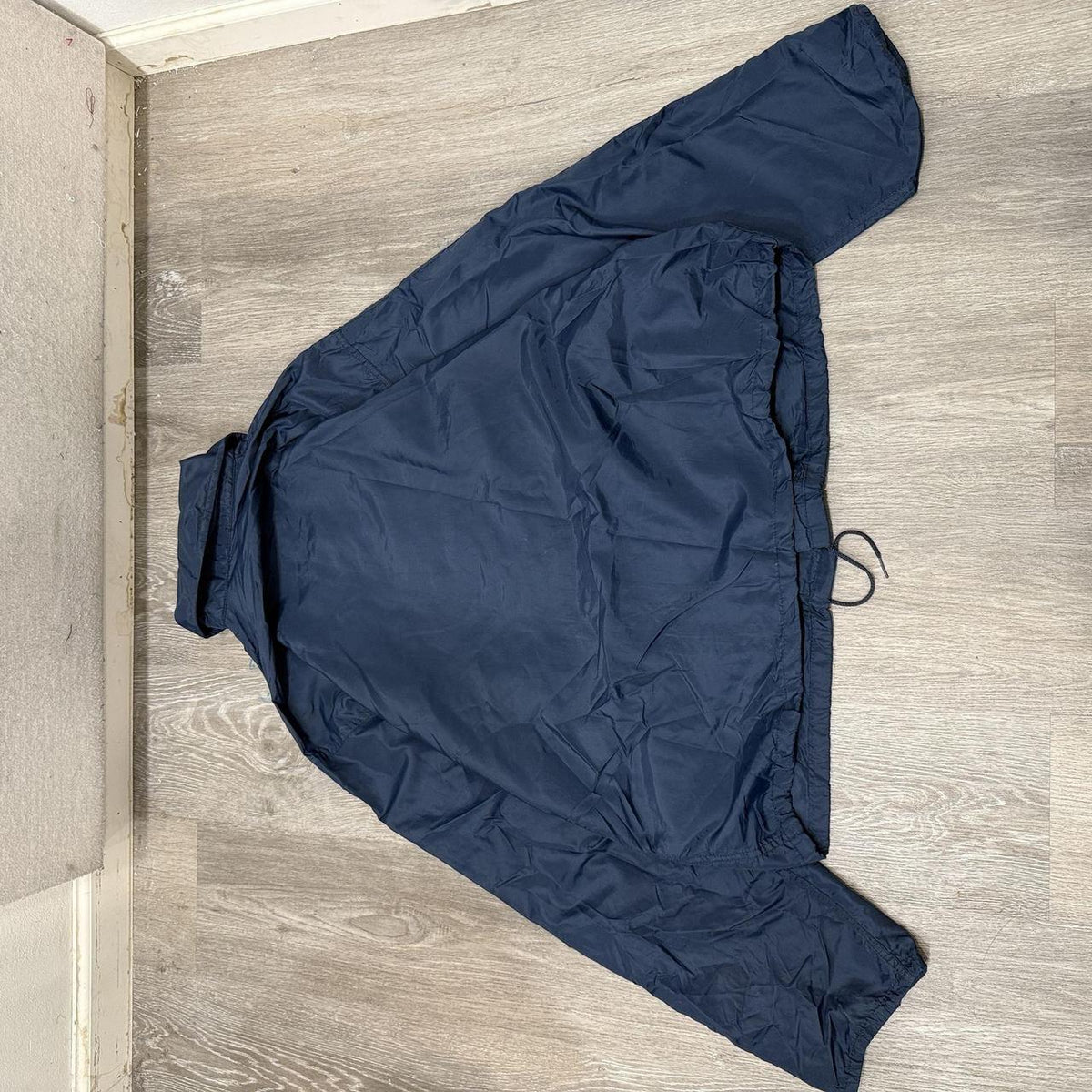 Vintage 90s Russell Athletic Navy Boxy Graphic Windbreaker Jacket