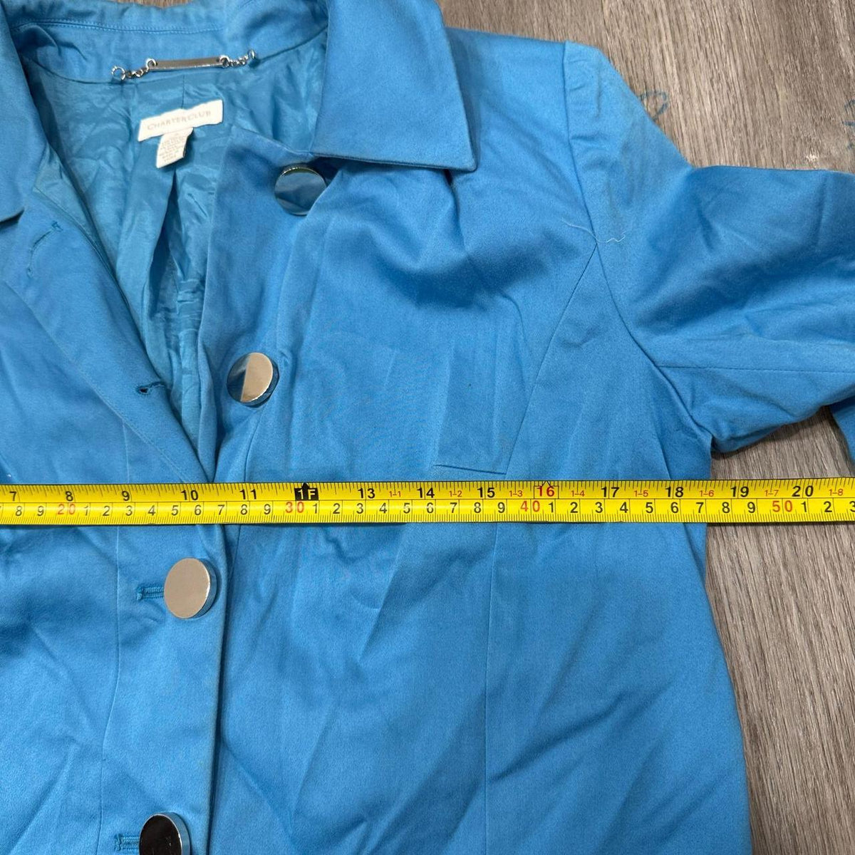 Vintage Y2K 2000's Women's Charter Club Bright Blue Boxy Blazer Jacket