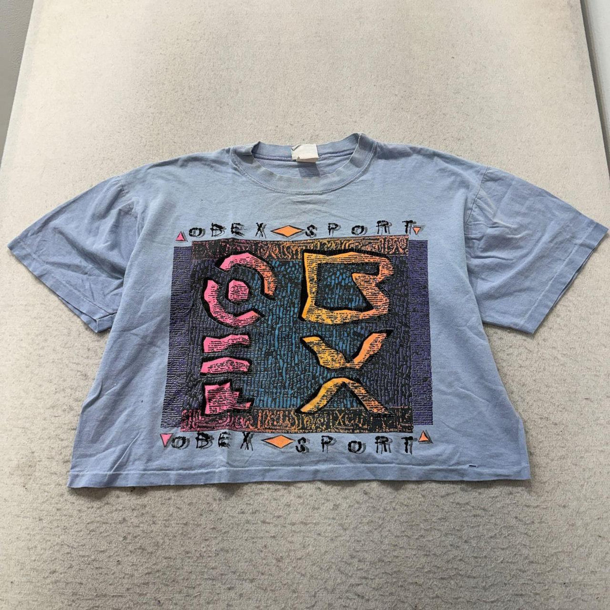 Vintage Y2K 2000's OBEY Light Blue Boxy Distressed Graphic Tee