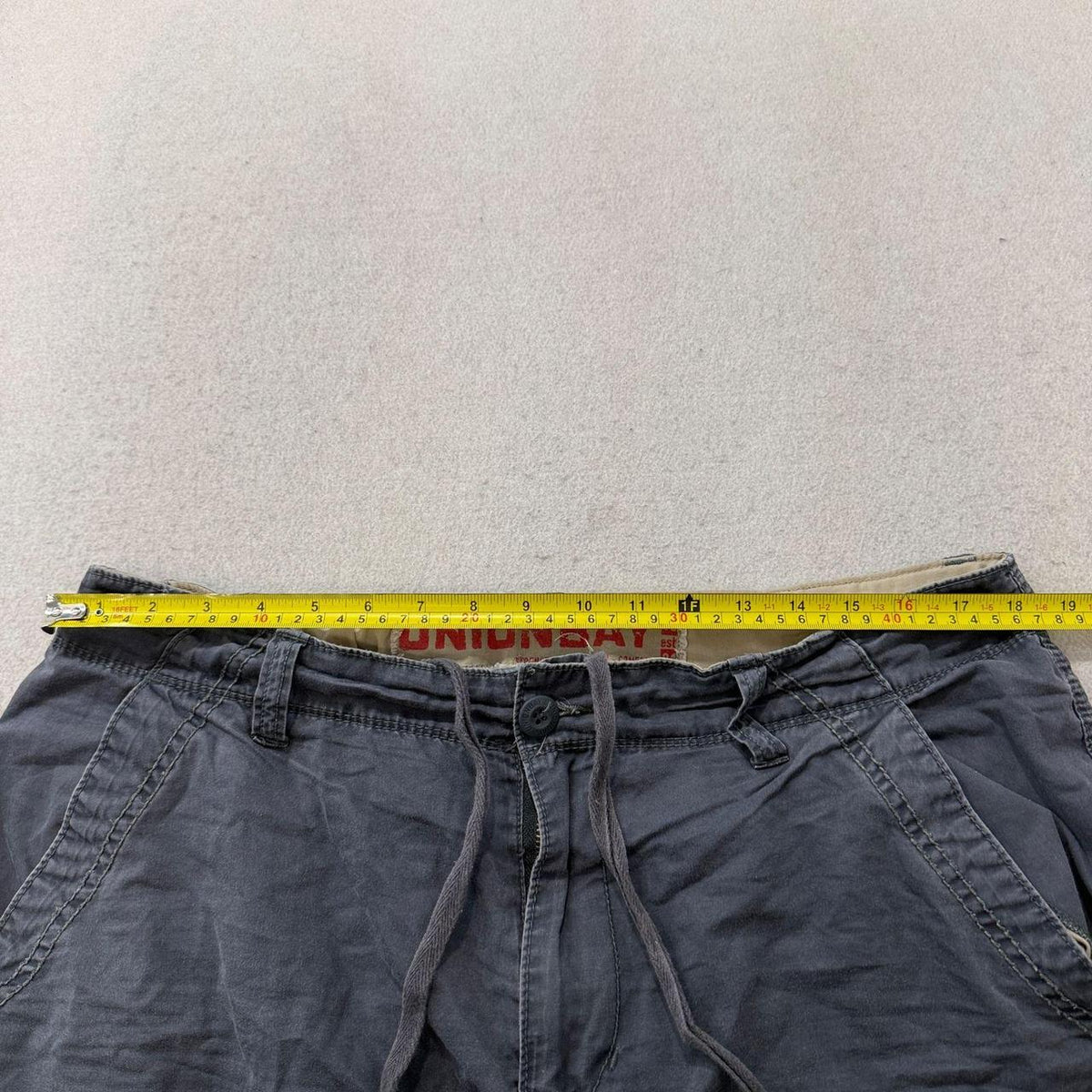 Vintage Y2K 2000's Union Bay Charcoal Grey Baggy Faded Cargo Shorts