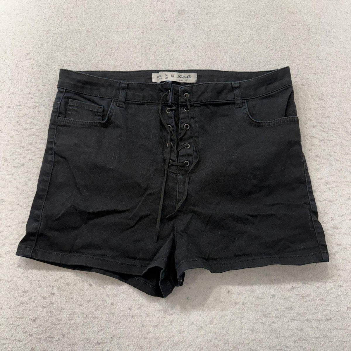 Vintage Y2K 2000's Women's Black Faded Open Leg Denim Shorts