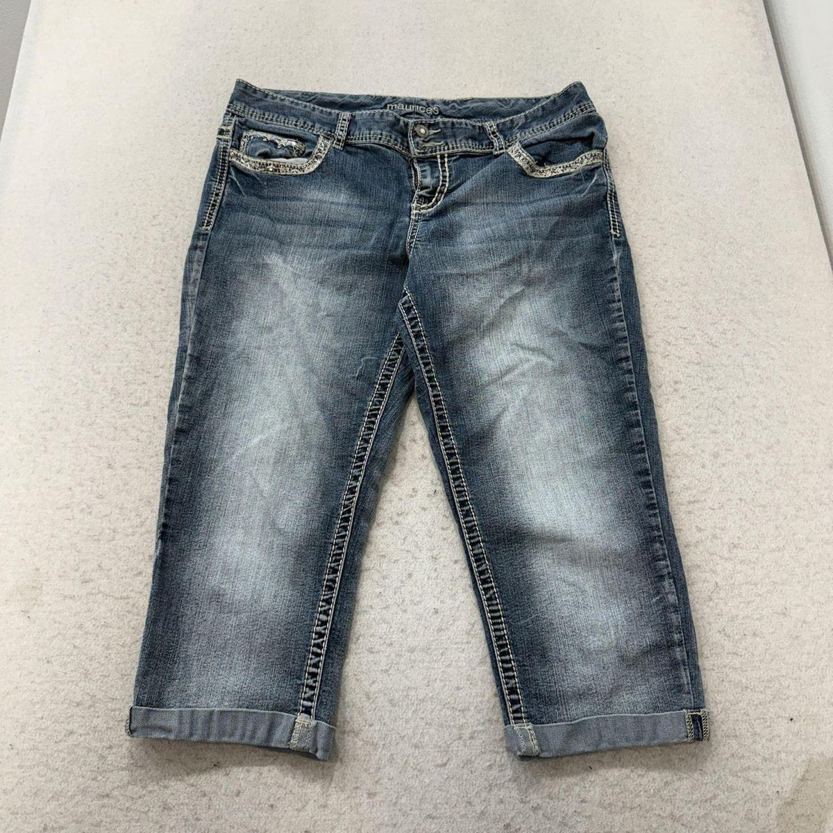 Vintage Y2K 2000's Maurices Faded Open Leg Capri Jeans