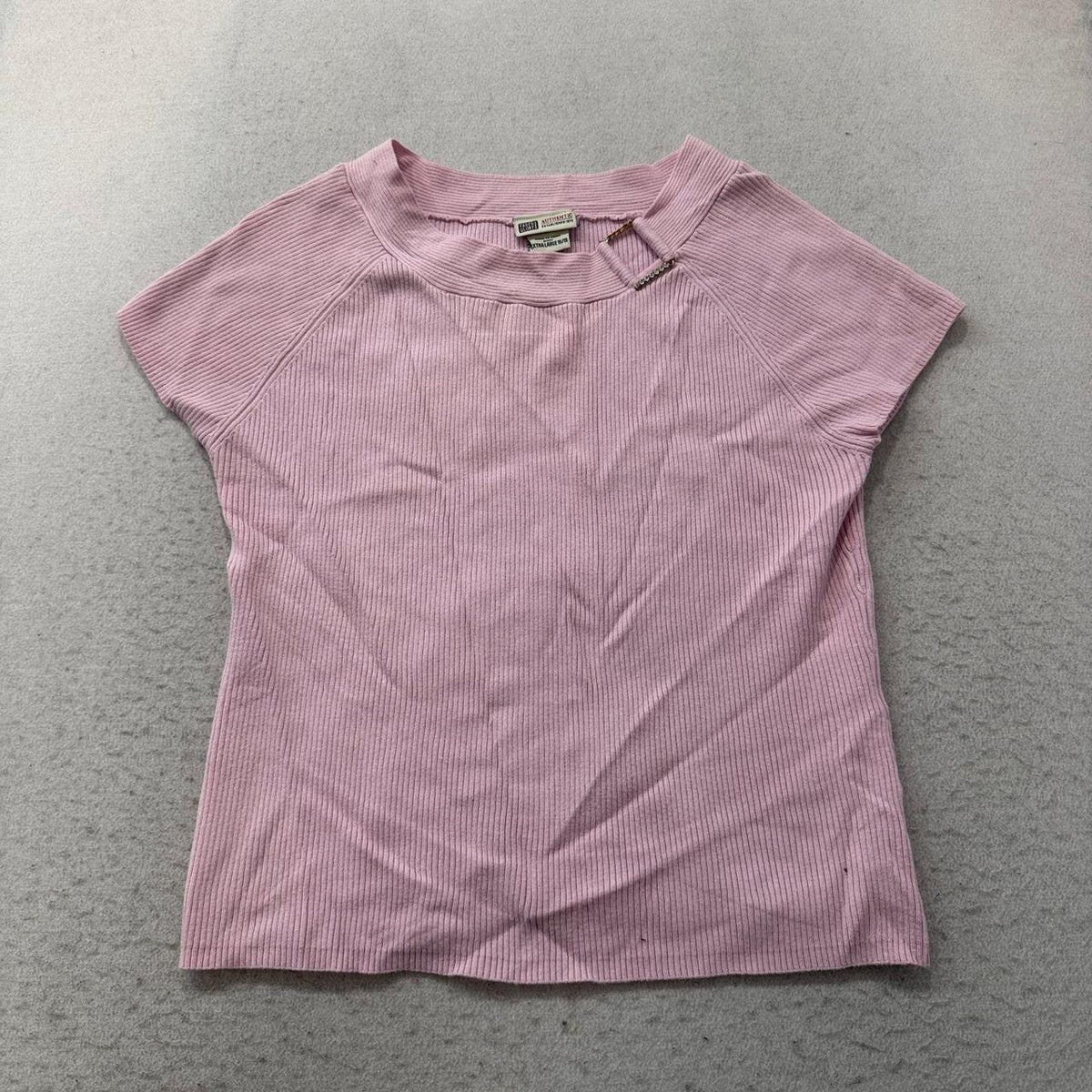 Vintage Y2K 2000's Women's Faded Glory Mauve Pink Boxy Ribbed Tee