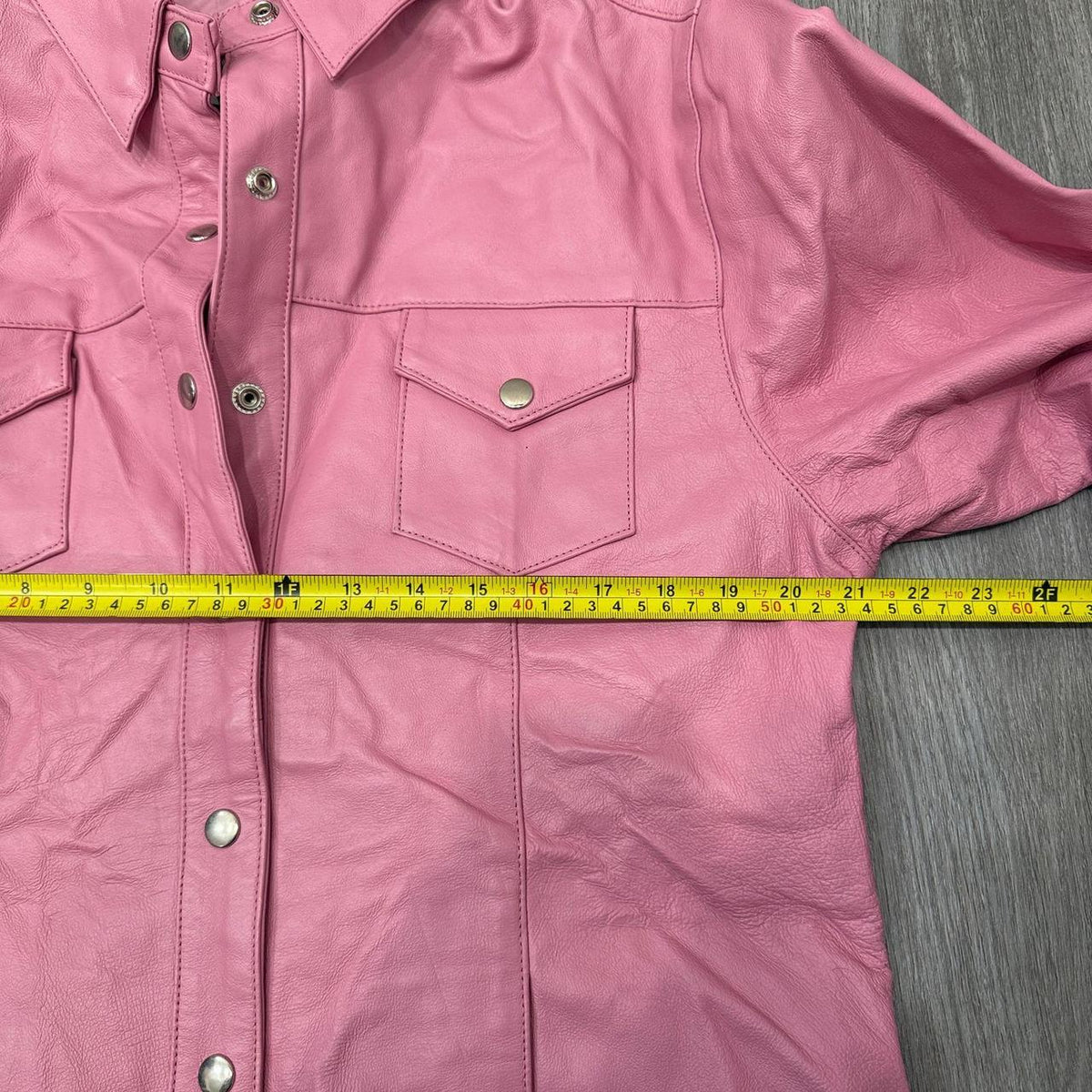 Vintage Y2K 2000's Women's Bikers Club Pink Boxy Leather Shirt