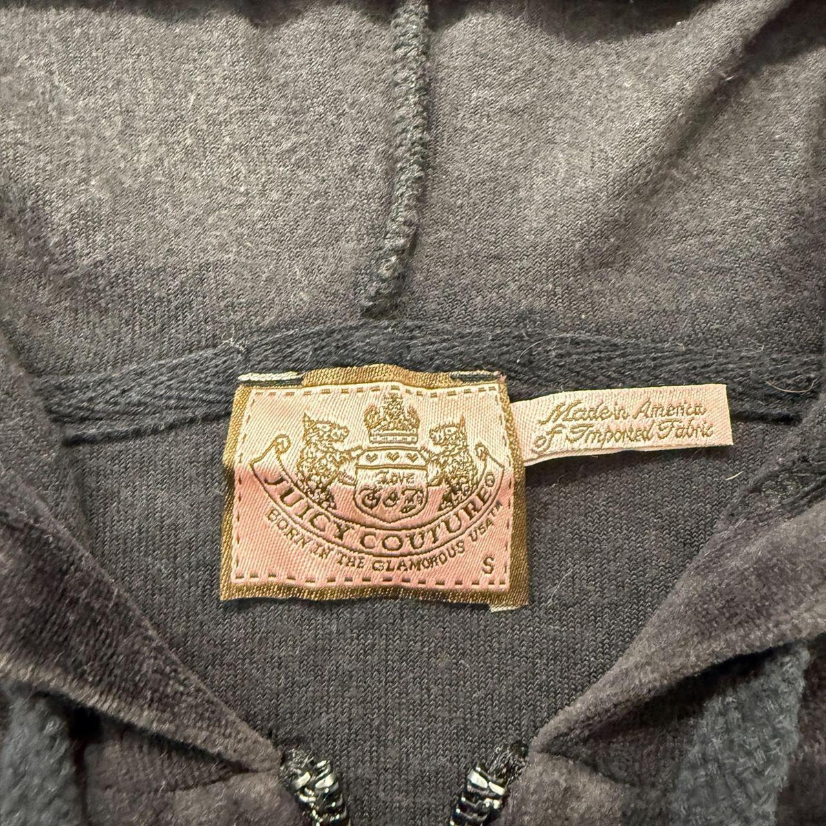 Vintage Y2K 2000's Women's Juicy Couture Charcoal Grey Boxy Zip Up Velour Hoodie