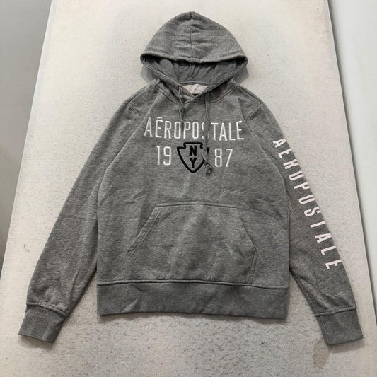 Vintage Y2K 2000's Aeropostale Heather Grey Spellout Graphic Hoodie
