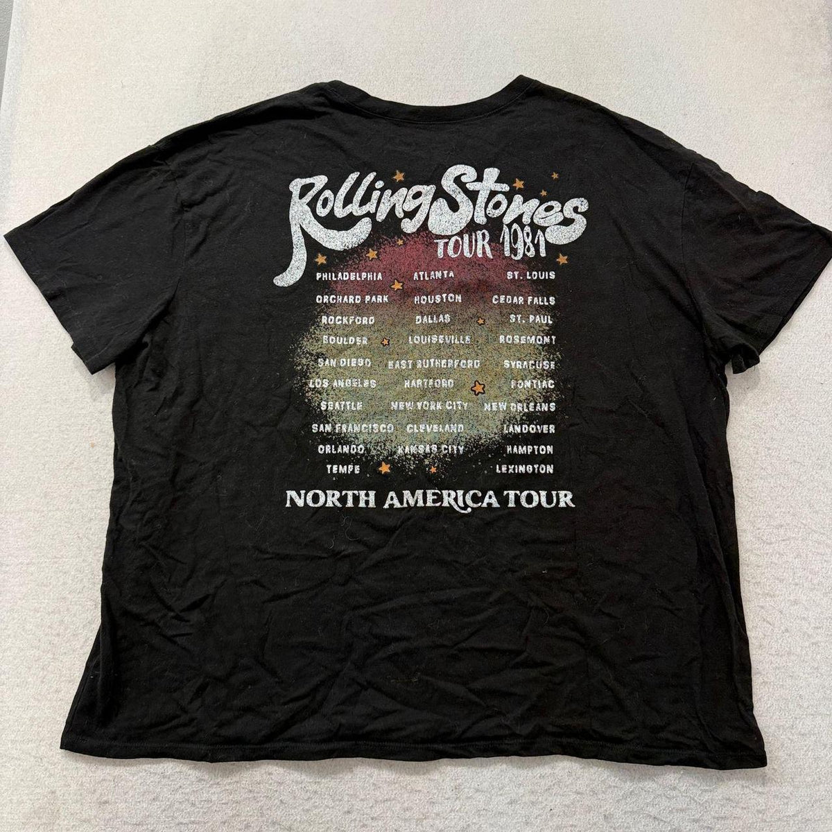 Vintage Y2K 2000's Rolling Stones Black Distressed Oversized Graphic Tee
