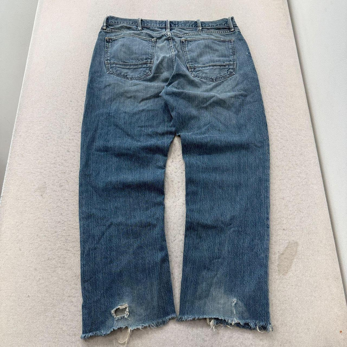 Vintage Arizona Wide Leg Jeans Women's Blue Denim Zip Fly Frayed Hem Size W35