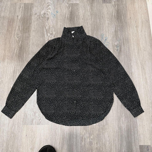 Vintage Y2K 2000's H&M Black Polka Dot Oversized Button-Up Shirt