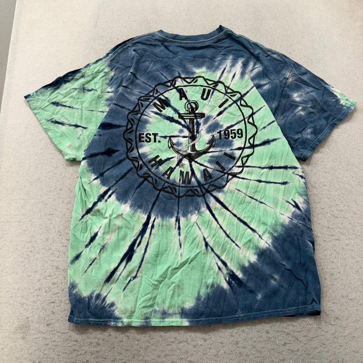 Vintage Y2K 2000's Gildan Navy Tie-Dye Faded Oversized Graphic Tee