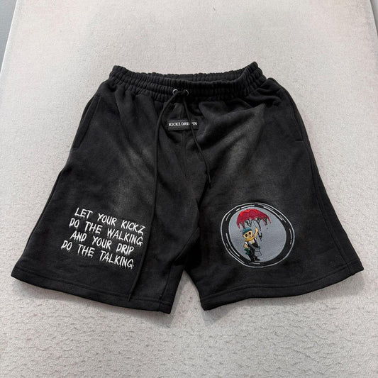Vintage Y2K 2000's Black Graphic Faded Sweat Shorts