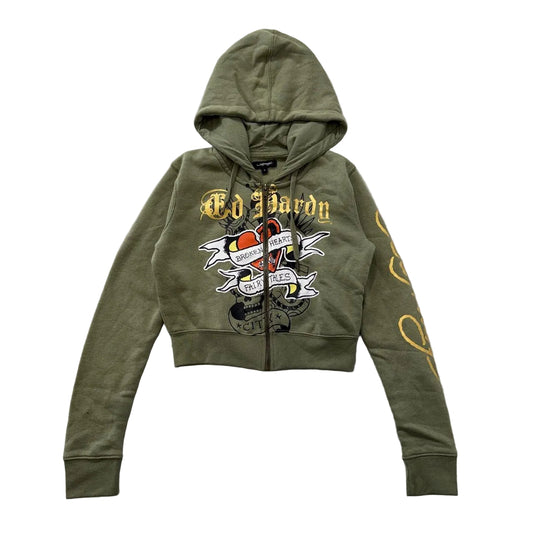 Ed Hardy Sage Green Fleece Hoodie, size S – main photo
