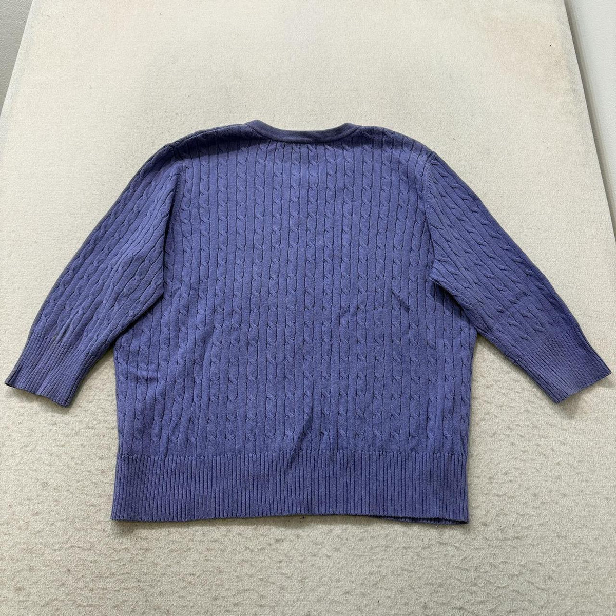 Vintage Y2K 2000's Women's Merona Periwinkle Boxy Cable Knit Cardigan