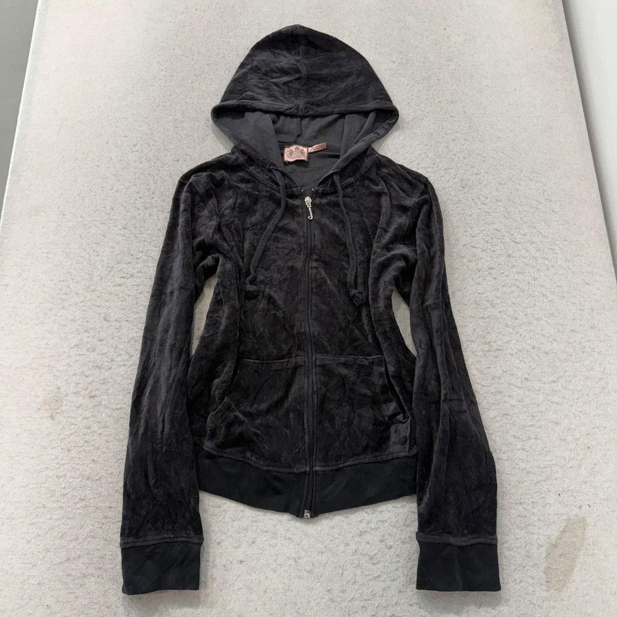 Vintage Y2K 2000's Women's Juicy Couture Black Velour Zip Up Hoodie