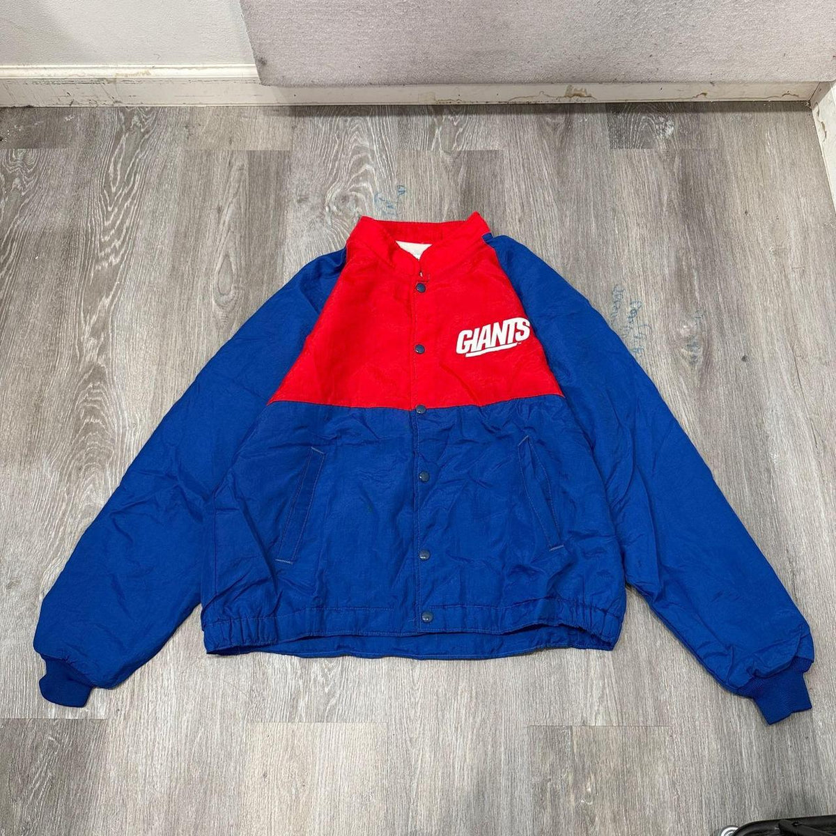 Vintage 90s Red Blue Boxy Spellout Giants Windbreaker Jacket