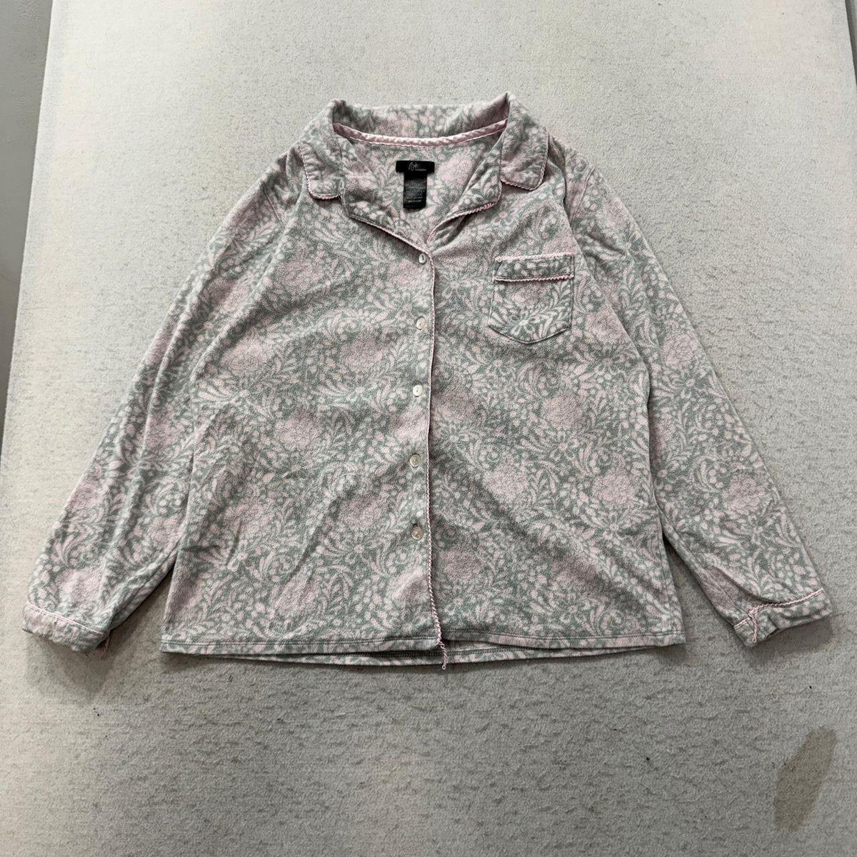 Vintage Y2K 2000's Women's Aria Pink Damask Boxy Button-Up Shirt