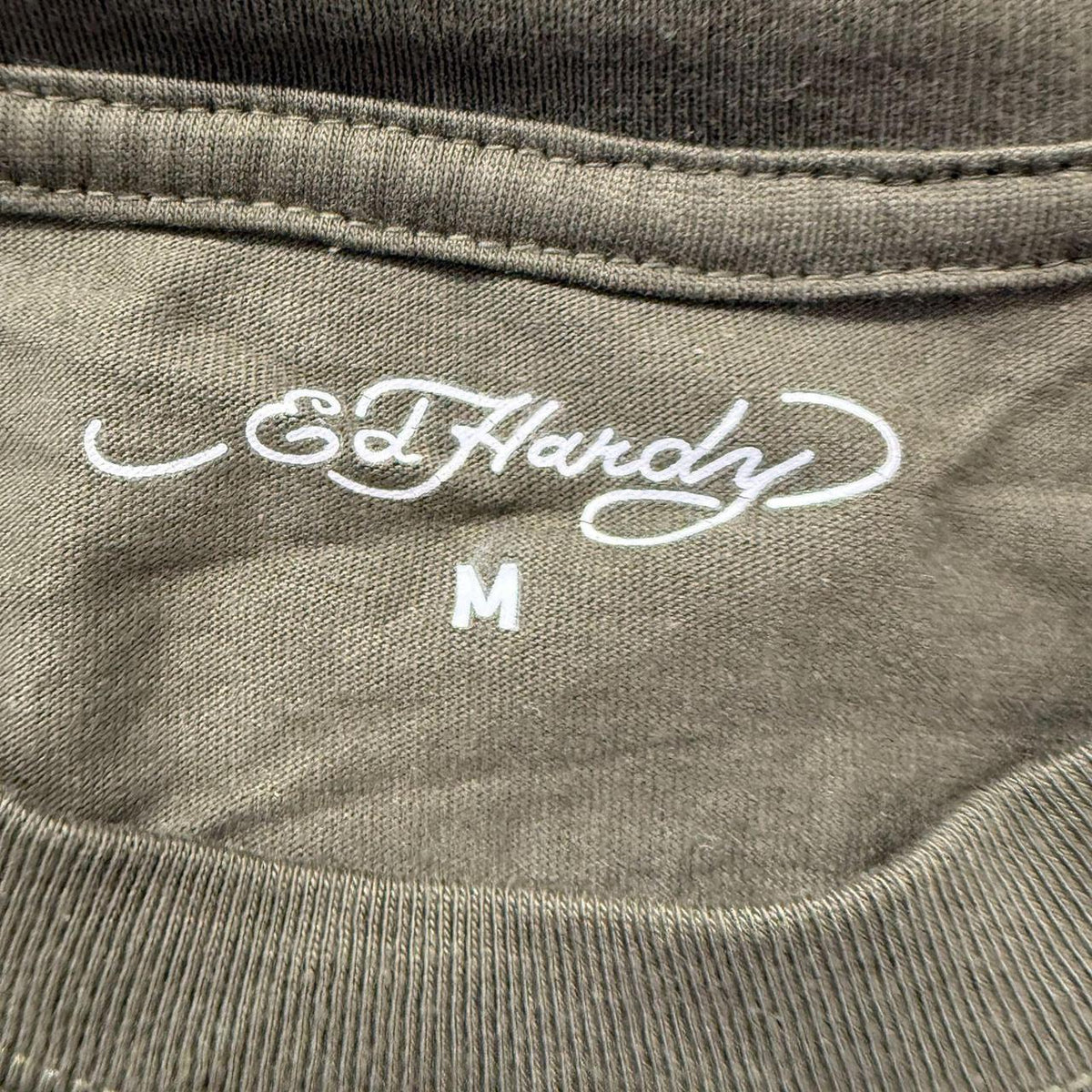 Vintage Y2K 2000's Ed Hardy Olive Green Graphic Tee