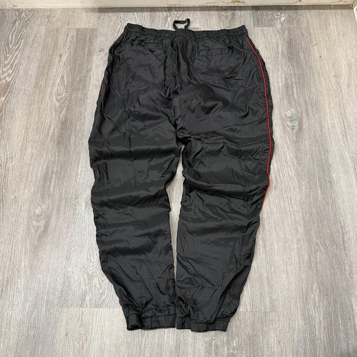 Vintage Y2K 2000's rue21 Black Baggy Track Pants Red Stripe