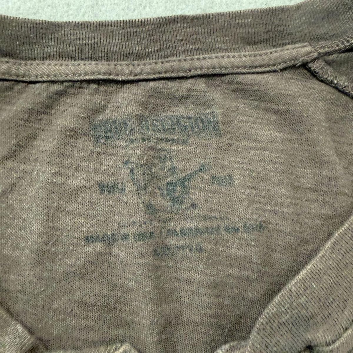 Vintage Y2K 2000's True Religion Brown Faded Distressed Henley Tee