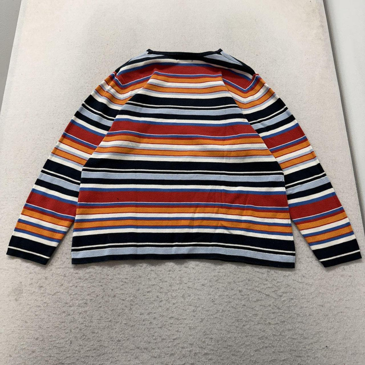 Vintage Y2K 2000's Multicolor Striped Boxy Knit Crewneck Sweater