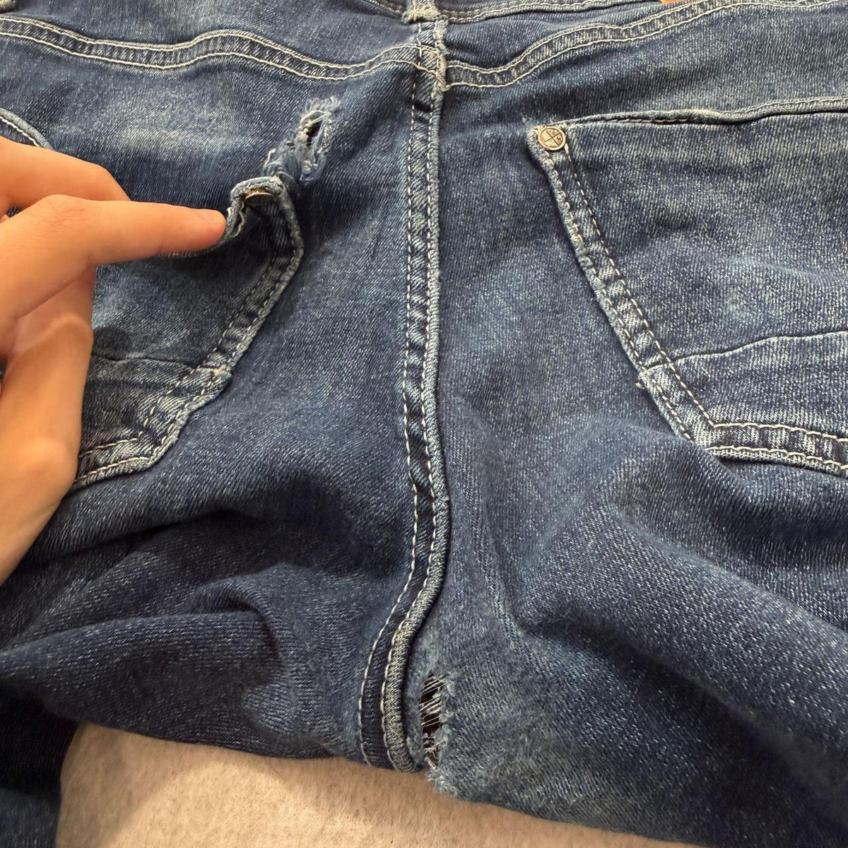 Vintage Y2K 2000's Dark Wash Distressed Open Leg Jeans