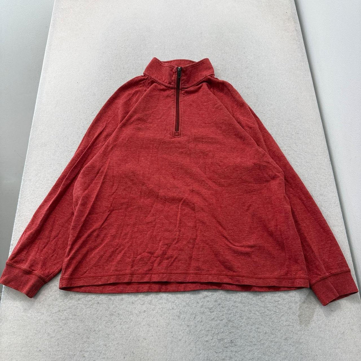 Vintage Y2K 2000's L.L.Bean Red Heather Faded Quarter Zip Pullover