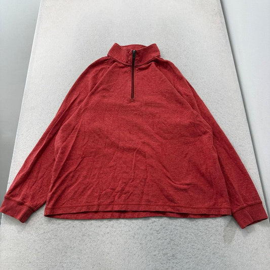 Vintage Y2K 2000's L.L.Bean Red Heather Faded Quarter Zip Pullover