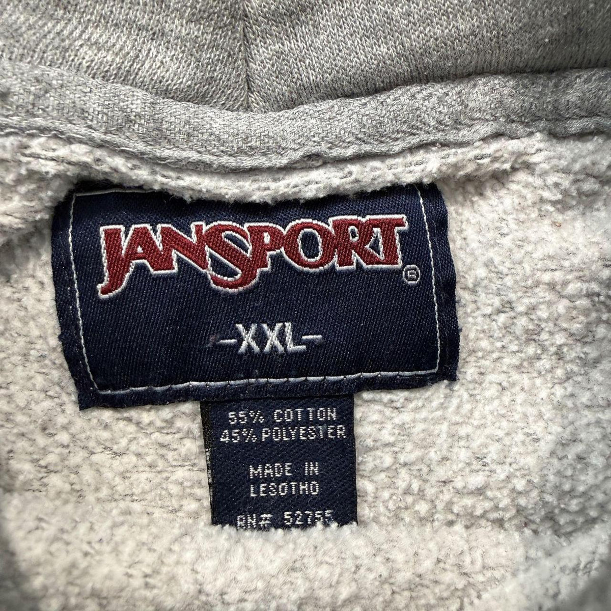 Vintage Y2K 2000's Jansport Heather Grey Oversized Faded Spellout Hoodie