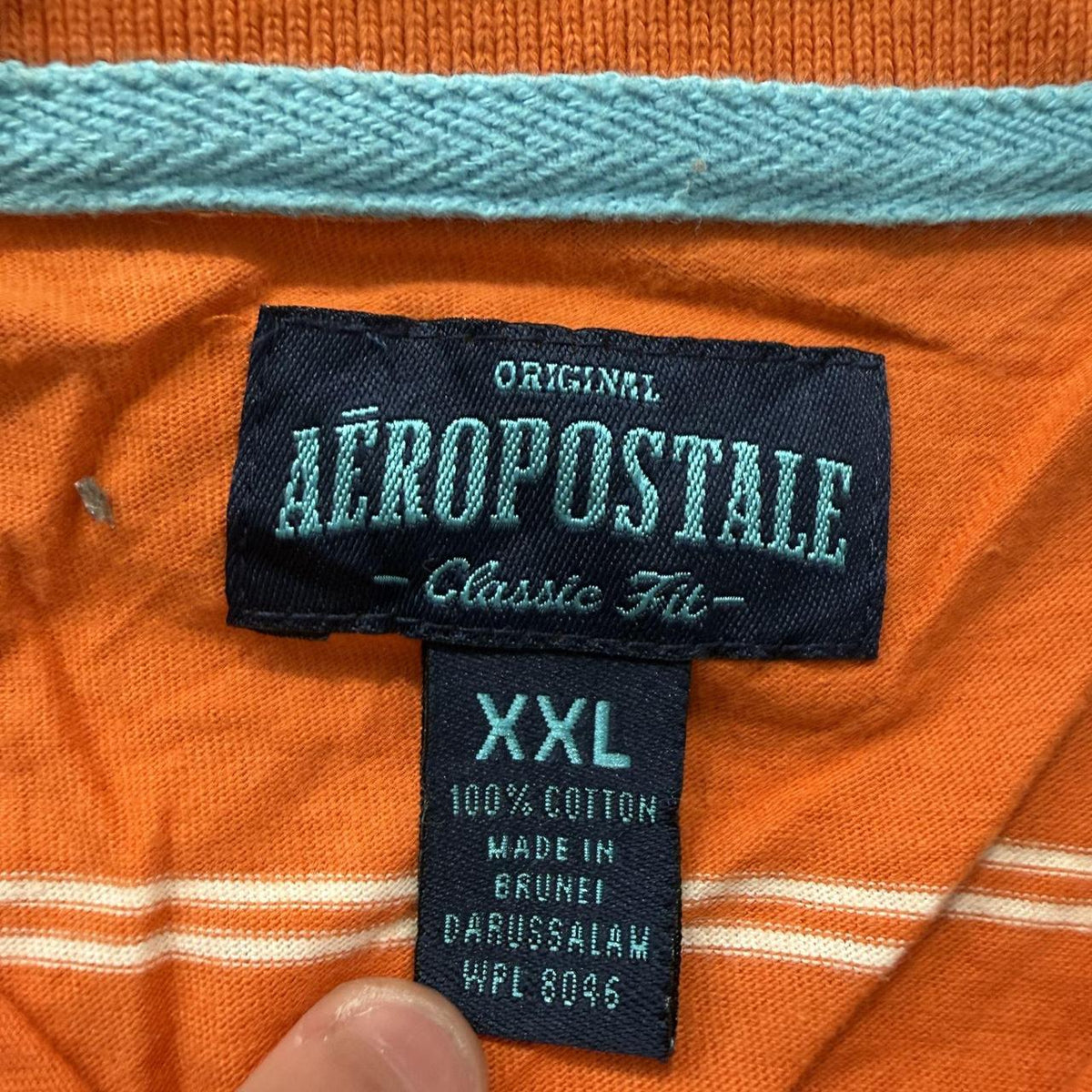 Vintage Y2K 2000's Aeropostale Orange Striped Oversized Polo Shirt