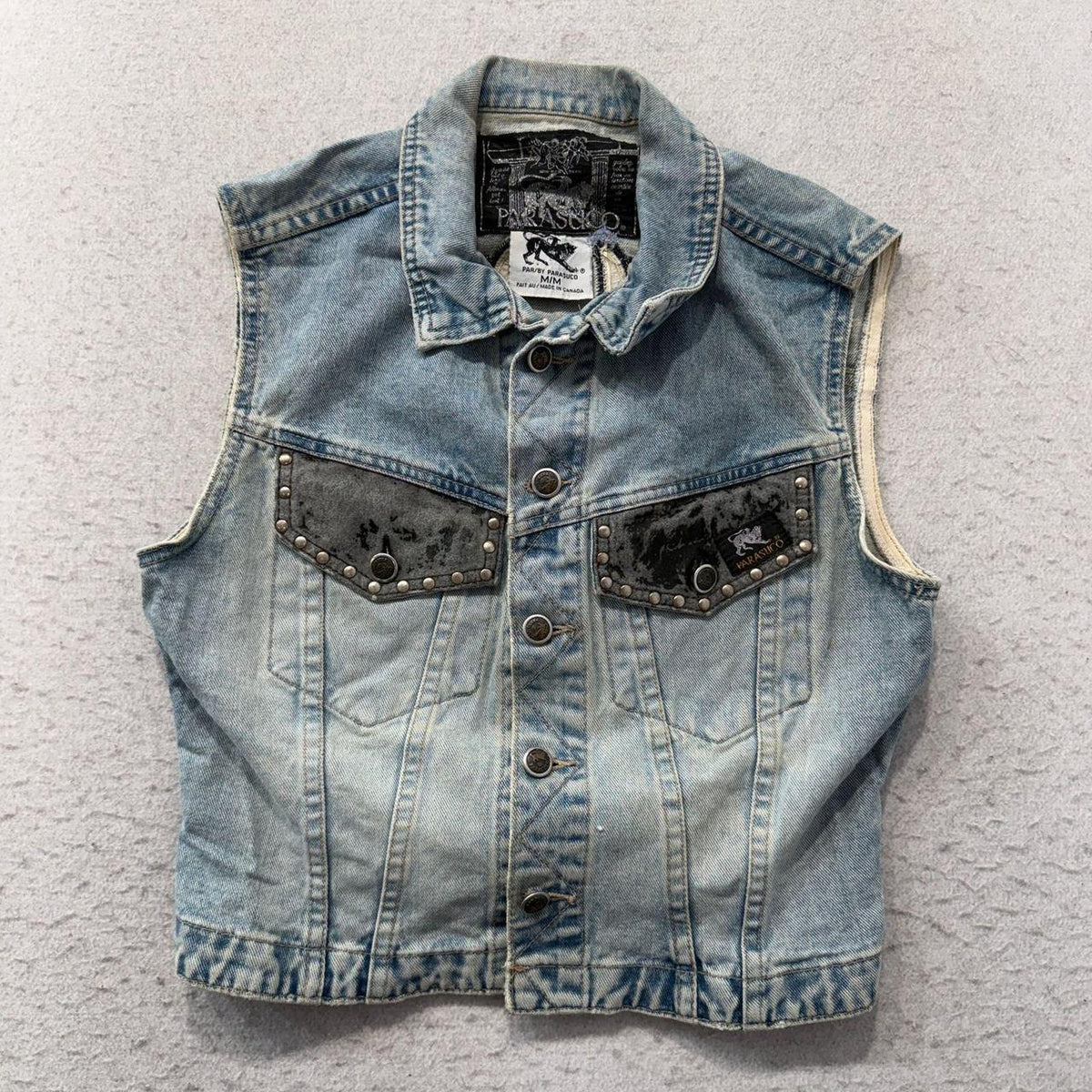 Vintage Y2K 2000's Parasuco Faded Distressed Denim Vest