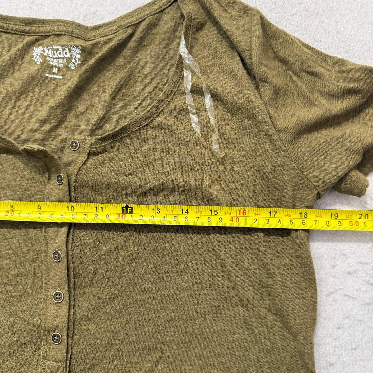 Vintage Y2K 2000's Women's Mudda Olive Green Boxy Henley Tee