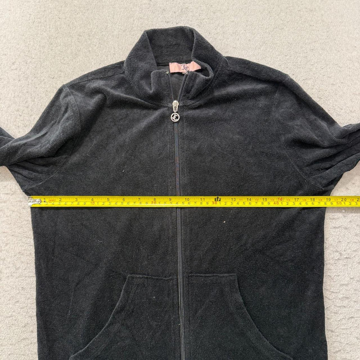 Vintage Y2K 2000's Women's Juicy Couture Black Velour Zip Up Track Jacket